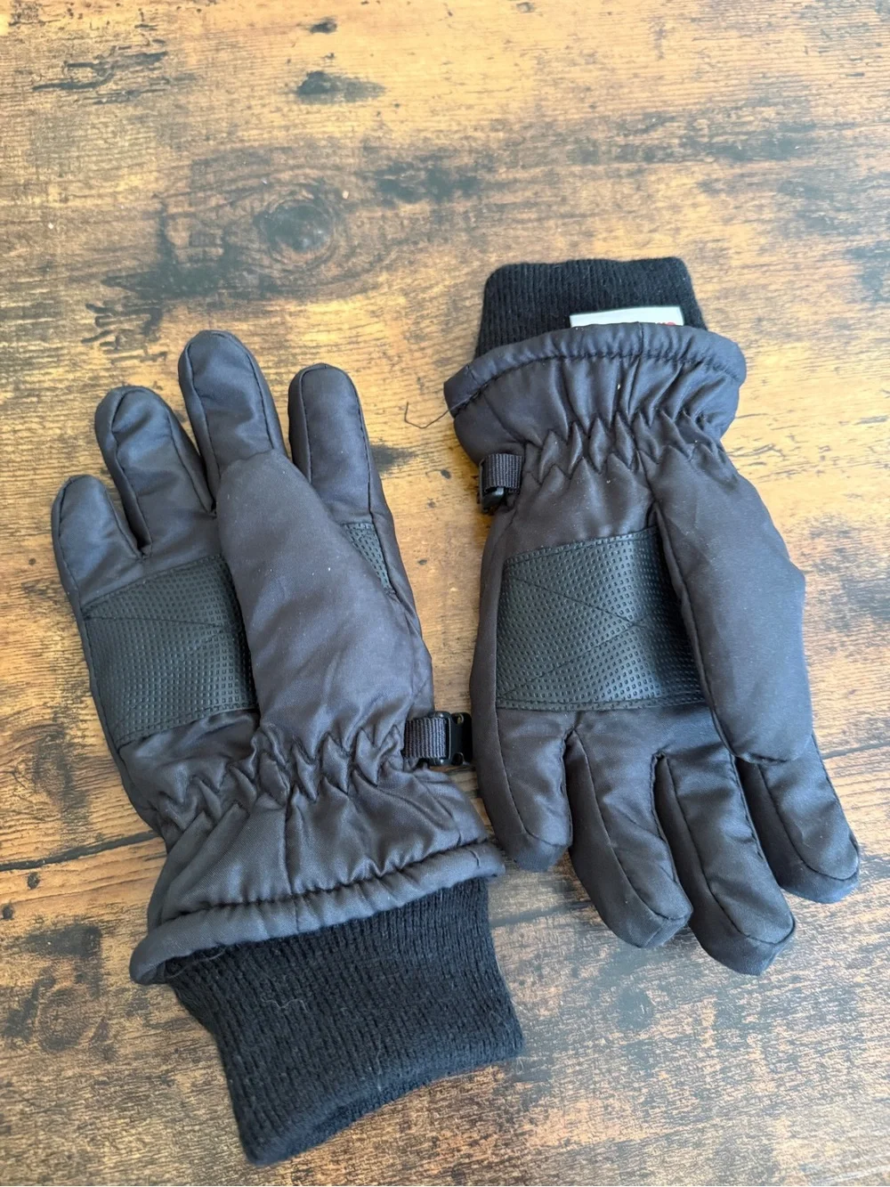 Kid’s 3” 3M Thinsulate Black Insulated Winter Gloves with Knit Cuff